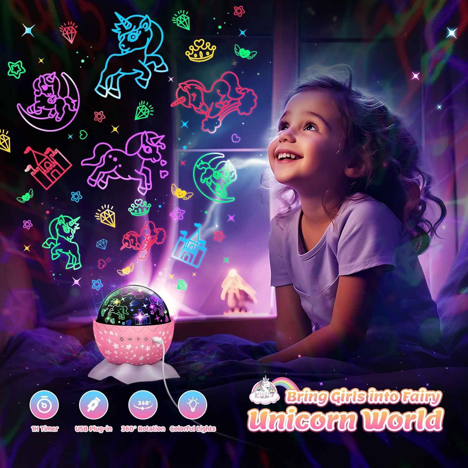 Calming Night Light for Kids Bedtime Routine – 3-in-1 Star Projector Lamp for Sensory Wind Down