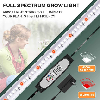 Roleadro 2-Bar Full Spectrum Grow Light – Cozy Bedroom Shelf Accent with Warm 6000K Glow and Auto Timer