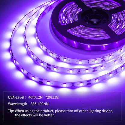 Led Black Light Strip Kit – Cozy Home Atmosphere Accent Light, Cuttable 385-400nm UV Strips for Living Room and Game Room