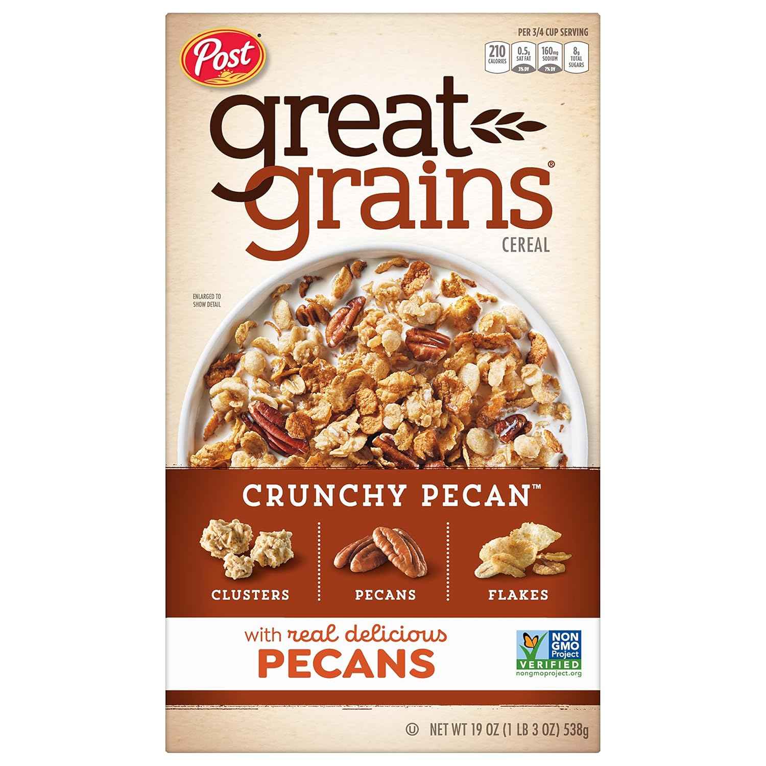 Great Grains Crunchy Pecan Cereal – Nutritious Family Breakfast Cereal for Busy Parents and Older Kids, 19 Ounce