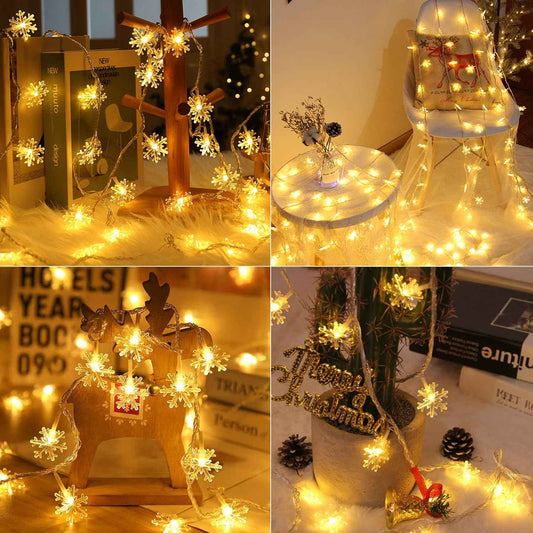 Brightown Solar Powered Snowflake Fairy Lights – Portable 100 LED Outdoor Lights for Camping, Picnic and Backyard Dinners