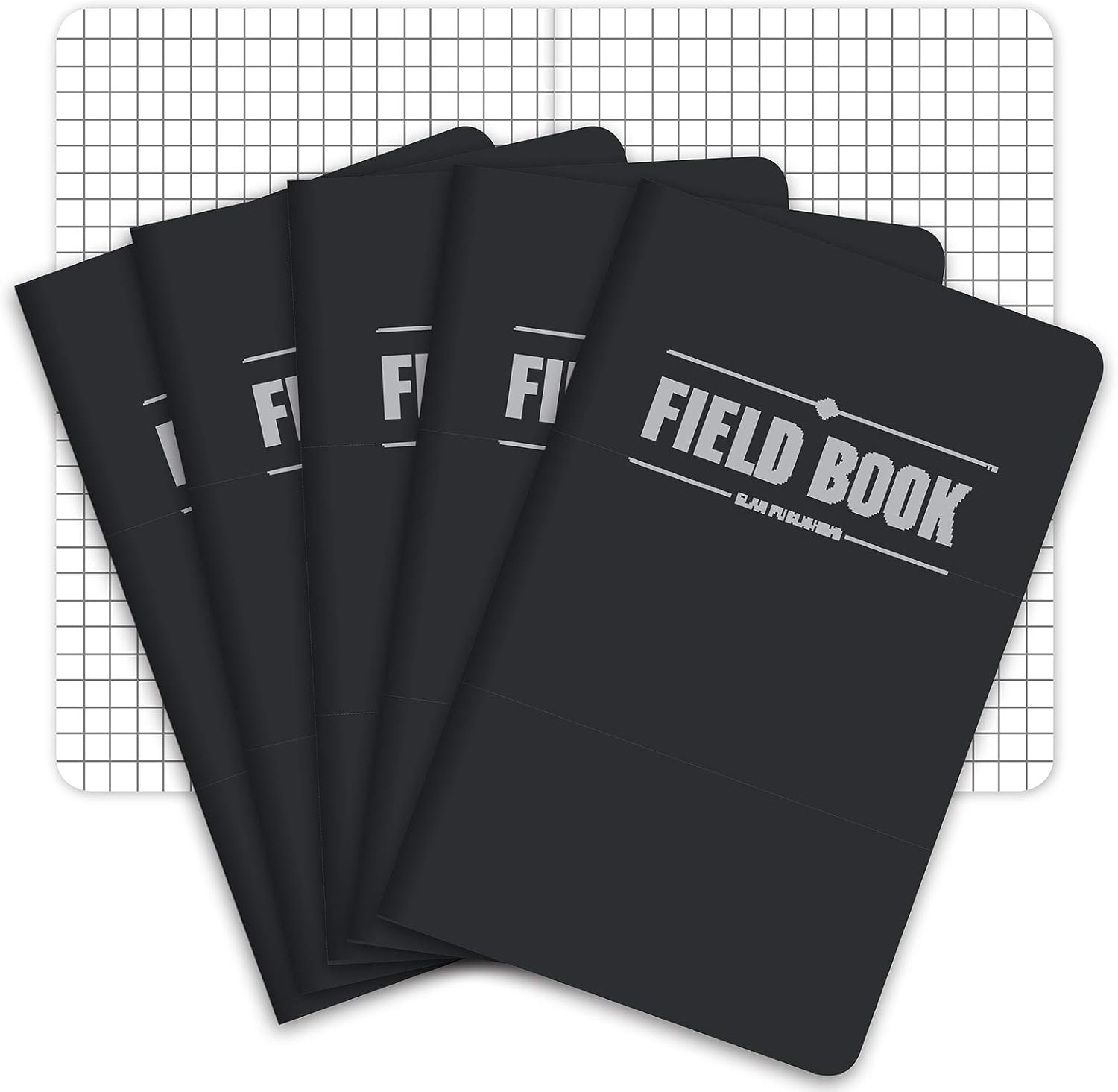 Elan_Publishing_Company_Field_Notebook/Pocket_Journal_-_3.5"x5.5"_Black_Graph_Memo_Book_Pack_of_5