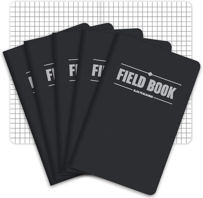 Elan_Publishing_Company_Field_Notebook/Pocket_Journal_-_3.5"x5.5"_Black_Graph_Memo_Book_Pack_of_5
