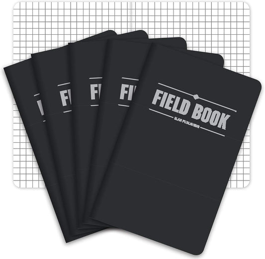 Elan_Publishing_Company_Field_Notebook/Pocket_Journal_-_3.5"x5.5"_Black_Graph_Memo_Book_Pack_of_5
