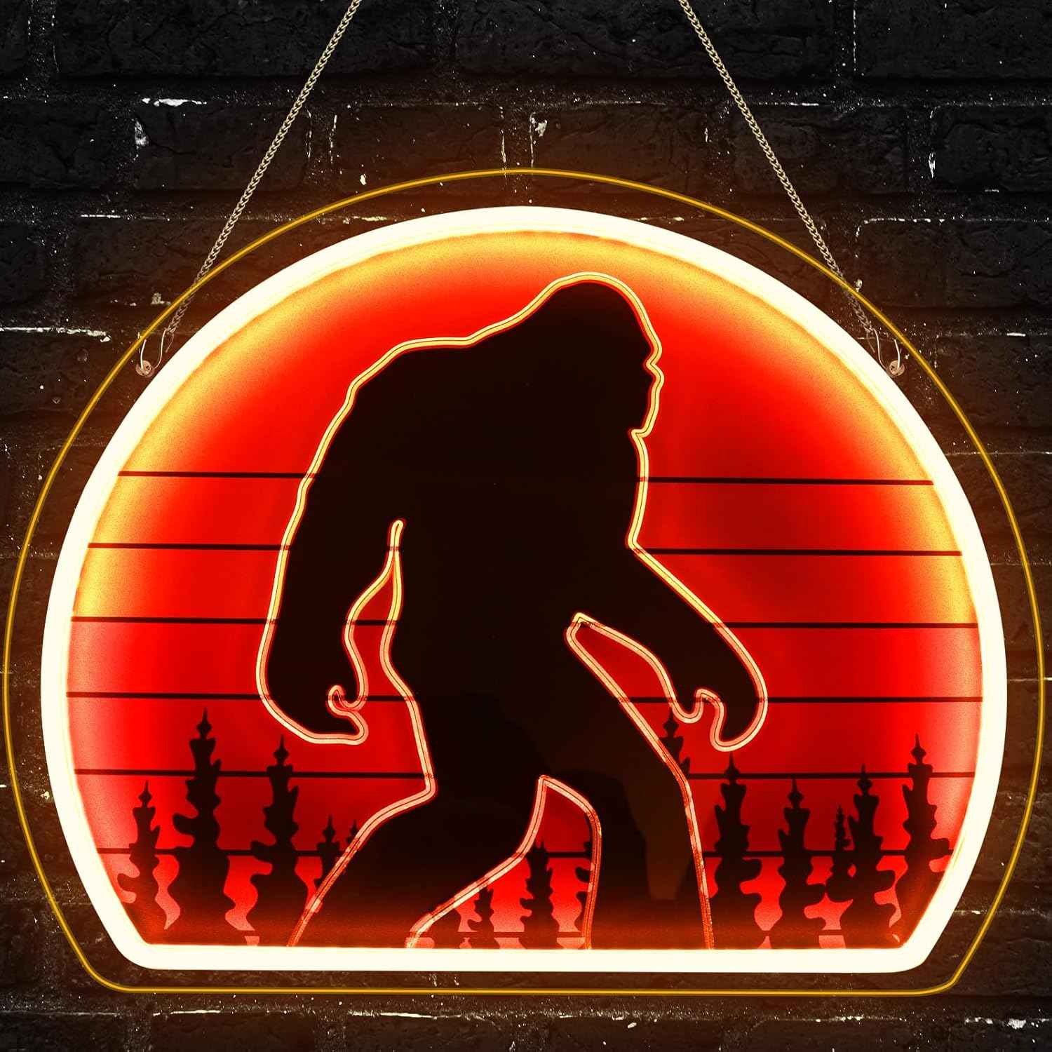 Cryptid Co. Bigfoot Neon Sign – Funny Housewarming and Holiday Gift for Men and Women, Quirky Cryptid Wall Decor with UV Print