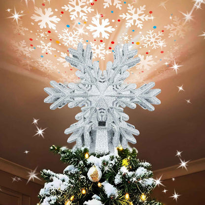 Aurora Glow Auto-Rotating Snowflake Light – No Flame, No Batteries Holiday Decoration for Family Trees