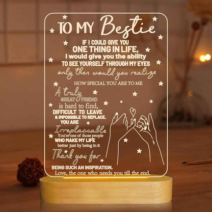 to My Bestie Gifts Warm Yellow Night Light – Calming Bedtime Ritual Lamp, Soothing 3D Illusion Wooden Base Light