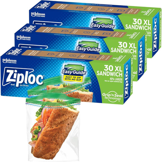Ziploc_XL_Sandwich_and_Snack_Bags_with_EasyGuide_Texture,_Plastic_Storage_Bags_with_Grip_'n_Seal_Technology,_90_Bags_Total_Organiser_Boxes