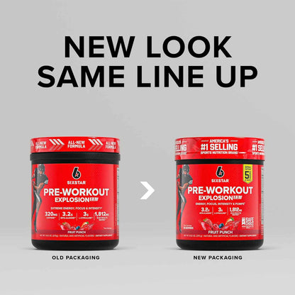 Six Star Pre-Workout Explosion 2.0 - Focus-Boosting Pre-Workout Powder for Busy Professionals & Students, Fruit Punch, 30 Servings