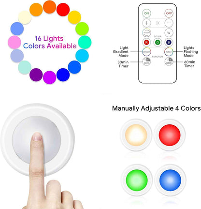 Yiliaw Kids Night Light Pucks – Color-Changing Bedroom Lighting for Nursery and Playroom, Remote Controlled