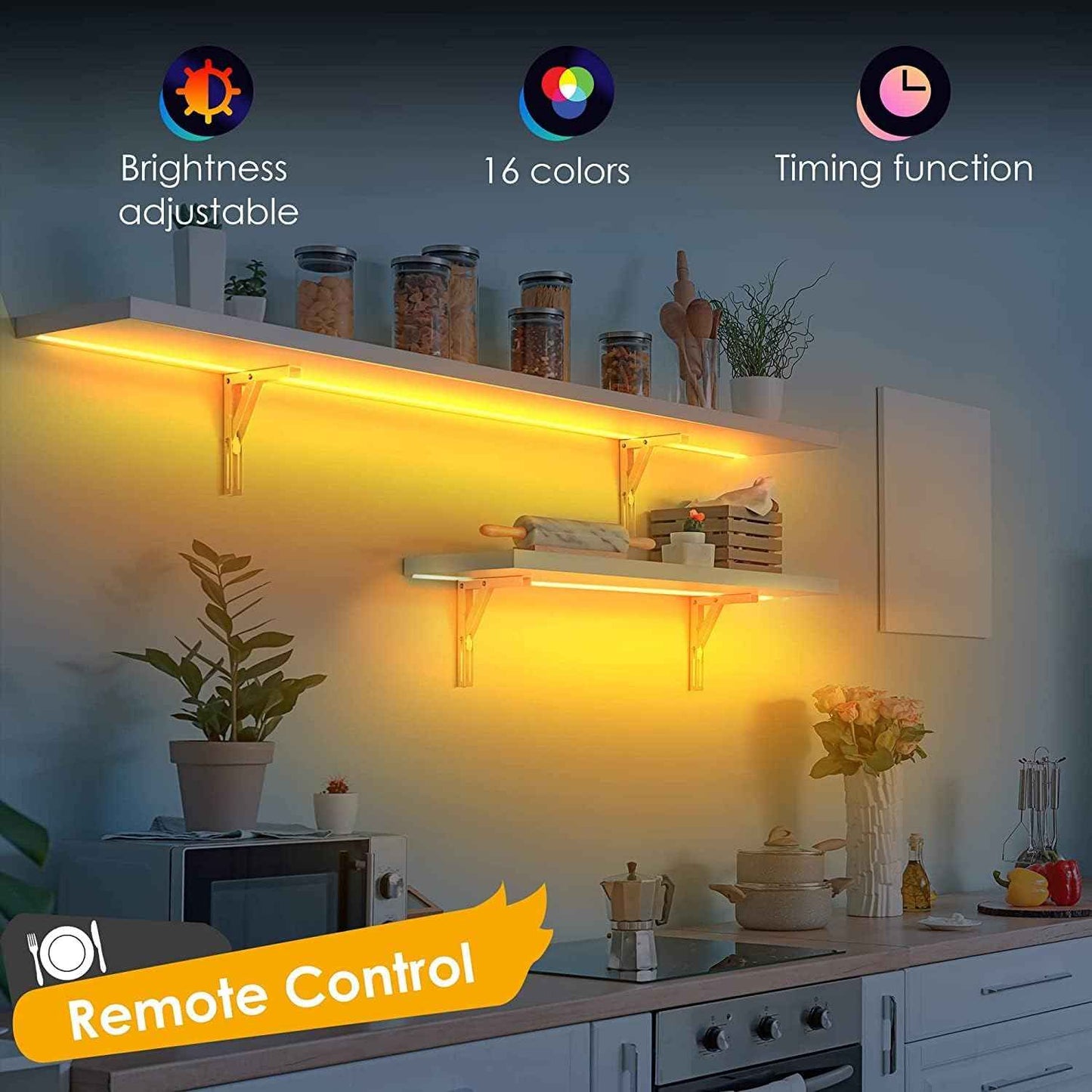 LuminGlow Wireless RGB Strip Lights – Mood Lighting for Bookshelves, Display Niches, and Home Aesthetic