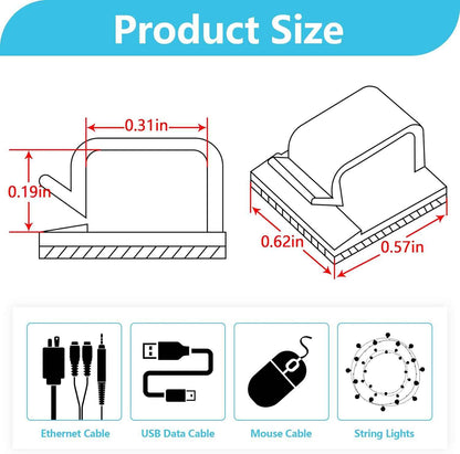Cable Tidy Co. 100-Pack Cord Clips – Practical Housewarming Gift for New Homeowners