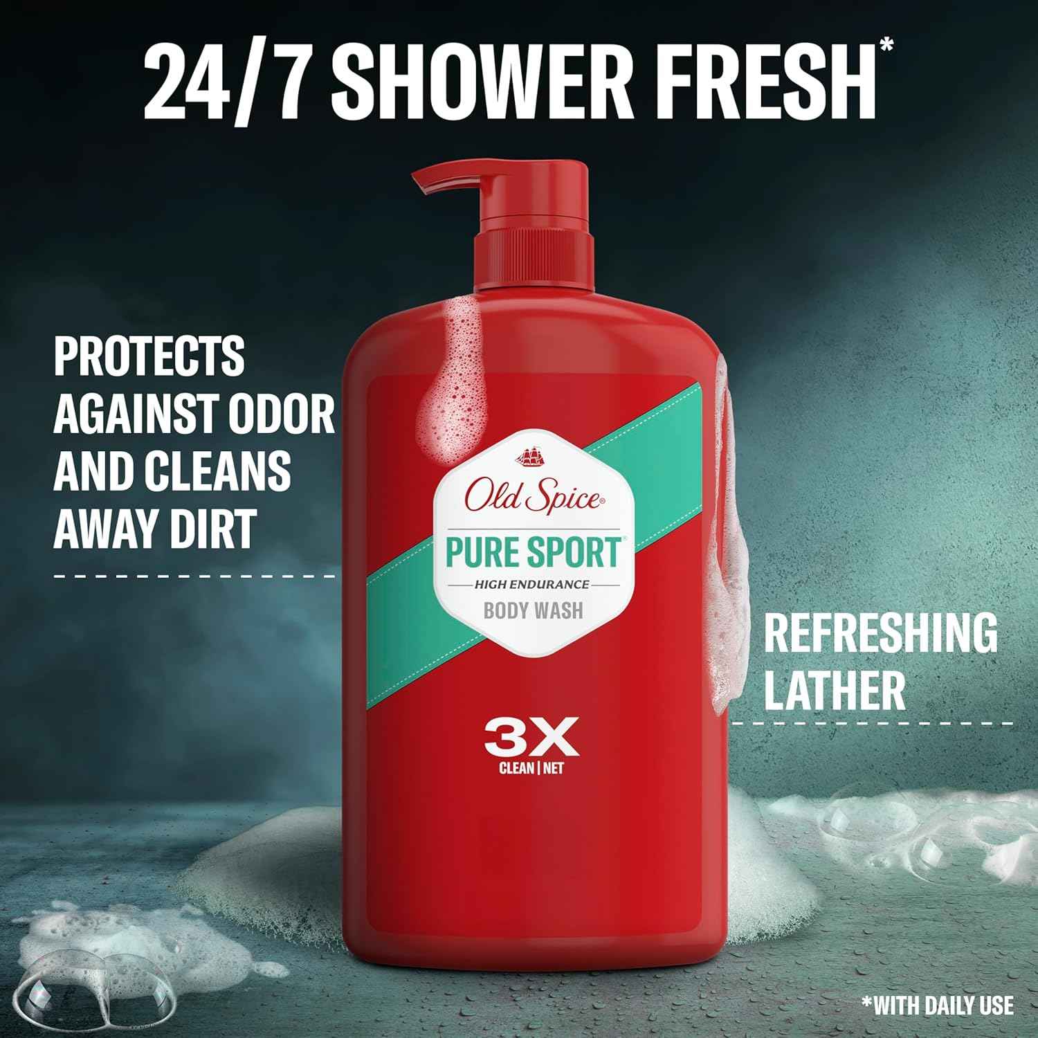 Old Spice Body Wash for Men – Bulk Father's Day Gift Set with Long-Lasting Pure Sport and Crisp Scents, 33.4 oz Pack of 4