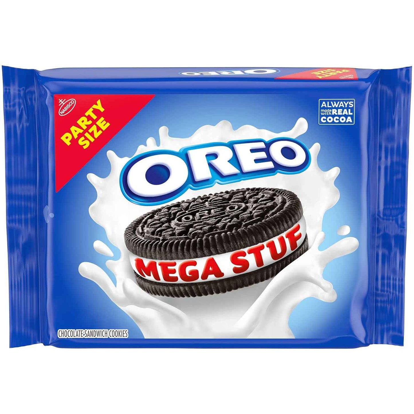 OREO Mega Stuf Chocolate Sandwich Cookies, Party Size 25.35 oz – Office Break Room Pantry Snack for Shared Workspaces