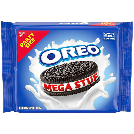 OREO Mega Stuf Chocolate Sandwich Cookies, Party Size 25.35 oz – Office Break Room Pantry Snack for Shared Workspaces