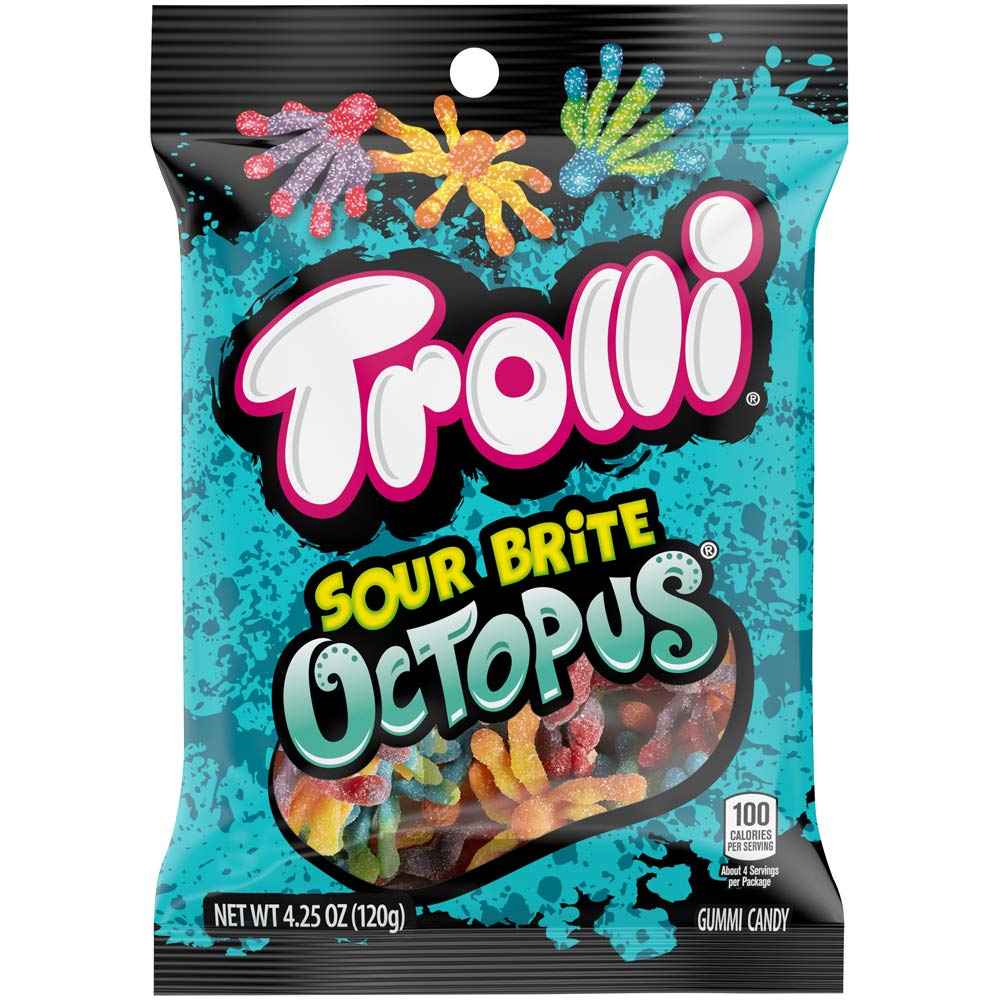Trolli Sour Brite Octopus Gummy Worms – Kids Birthday Party Favor and Goody Bag Stuffer for Children