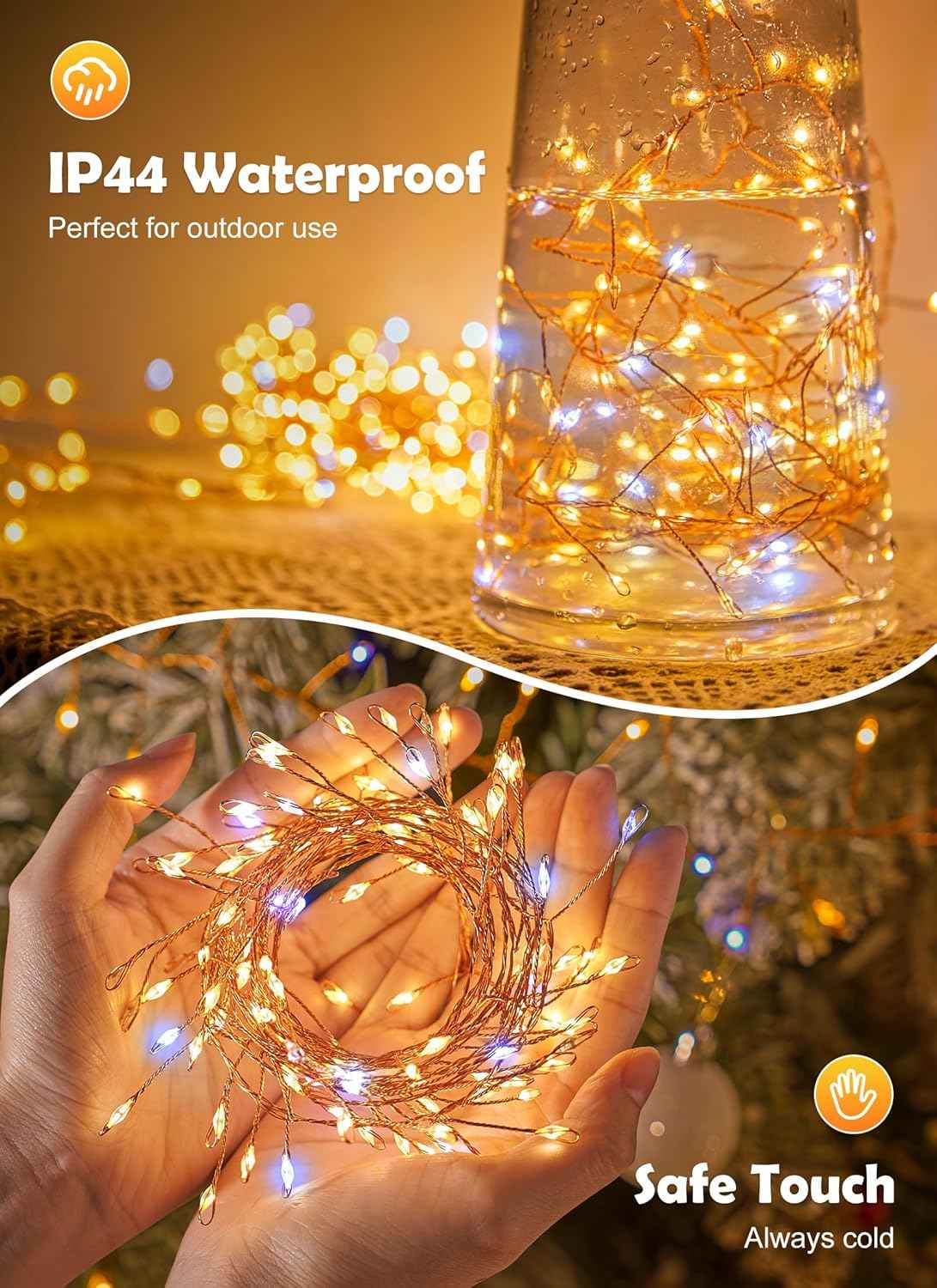 Lumify 200LED Twinkle Lights 10ft – Minimalist String Lights for Clean, Intentional Home Styling and Calm Bedrooms
