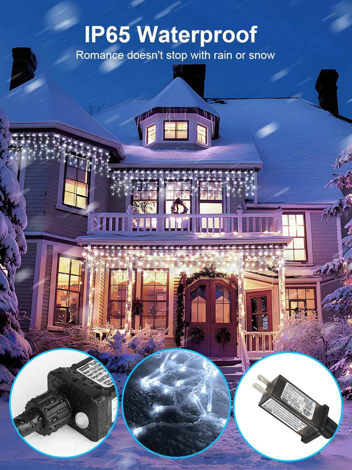 Lumivox Icicle Lights – Child-Safe 29V Cool Touch String for Playroom and Kids Bedroom Window, 32.8ft