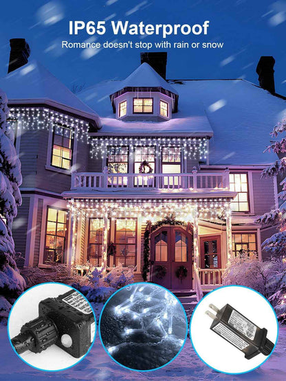 Lumivox Icicle Lights – Child-Safe 29V Cool Touch String for Playroom and Kids Bedroom Window, 32.8ft