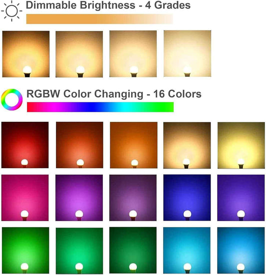 LuminWick Dimmable Color Bulb – Bath Time Wind-Down Light with 16 Soothing Colors and Warm White 6500K