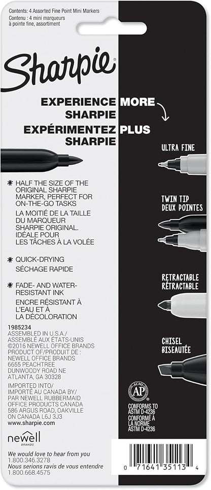 4 assorted colors per pack (multi-surface compatibility on paper, plastic, metal)