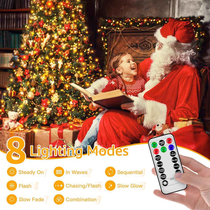 Lumastream 12-Strand Christmas Tree Lights with Remote – 8 Modes & 4 Brightness Levels for Bedroom and Living Room Ambiance