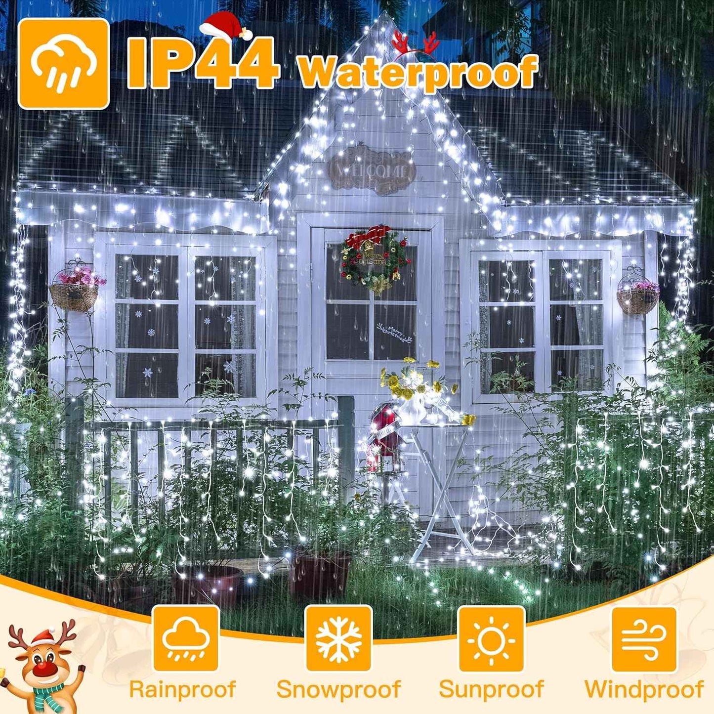 Ollny Icicle Lights 720 LED Cool White 60FT – Cascading Hanging Lights for Bedroom Wall, Living Room and Cozy Winter Ambience