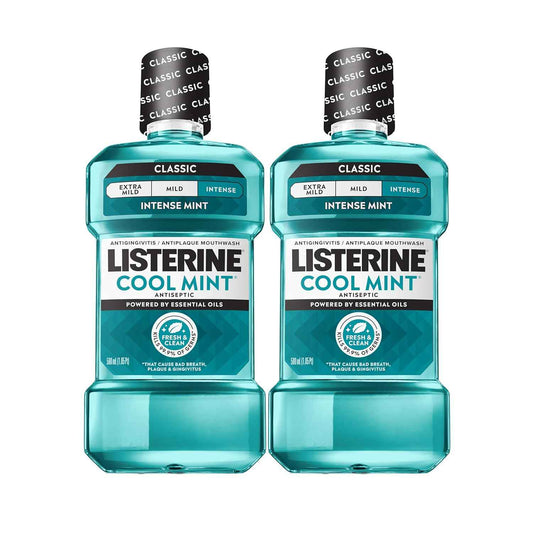 Listerine Cool Mint Intense Mouthwash – Morning Productivity Boost That Eliminates Bad Breath Before Work