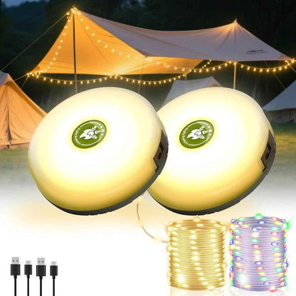 LuminTrail CampGlow Reel – Cozy Bedroom Decor 32.8FT Warm String Lights with Hidden Reel Storage & Lantern Glow