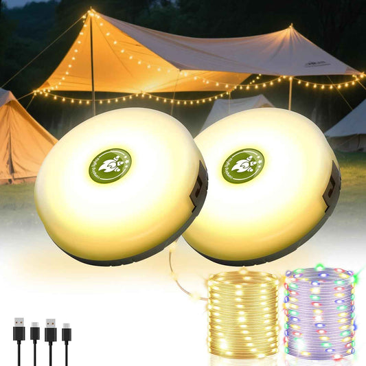 LuminTrail CampGlow Reel – Cozy Bedroom Decor 32.8FT Warm String Lights with Hidden Reel Storage & Lantern Glow