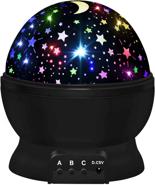 Bedroom Decor Star Projector Lamp – 360° Rotating Color Changing Ceiling Light for Cozy Home Atmosphere