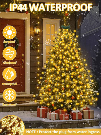 Cascadia Lights Child-Safe Voice-Activated Christmas Tree Lights for Family Living Room, Cool-to-Touch LED Waterfall Lights with 6h Auto Shutoff
