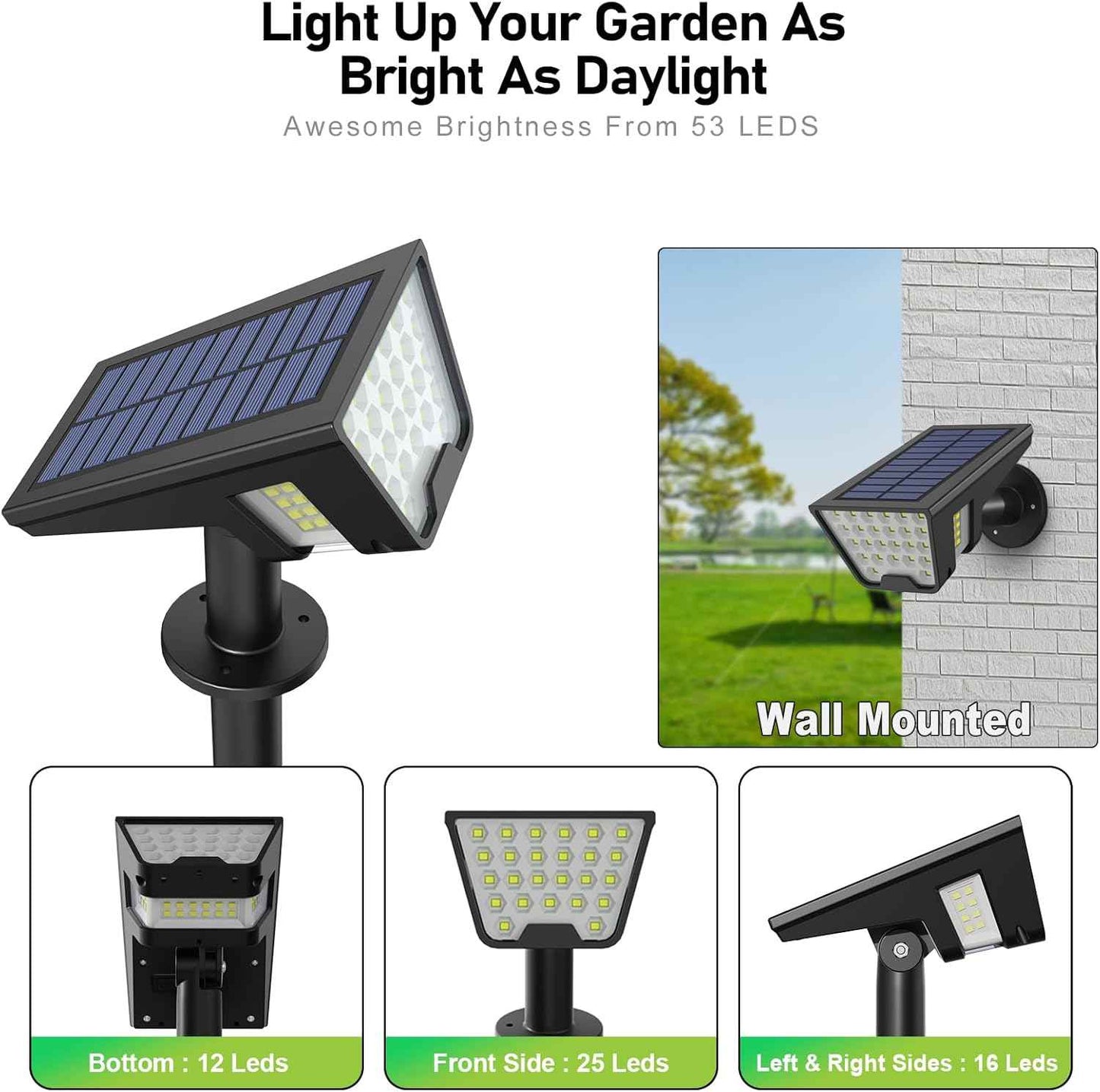 Kyson Solar Spot Lights, Child & Pet Safe No-Wiring Outdoor Lighting for Backyard, Driveway & Walkway Night Safety