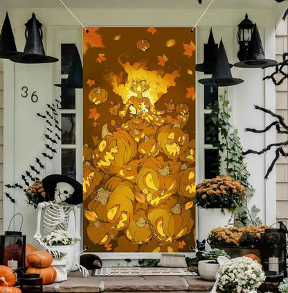 Joydia Pumpkin Halloween Door Cover – Spooky Fall Housewarming Gift for Her & Seasonal Porch Decor 71x35in