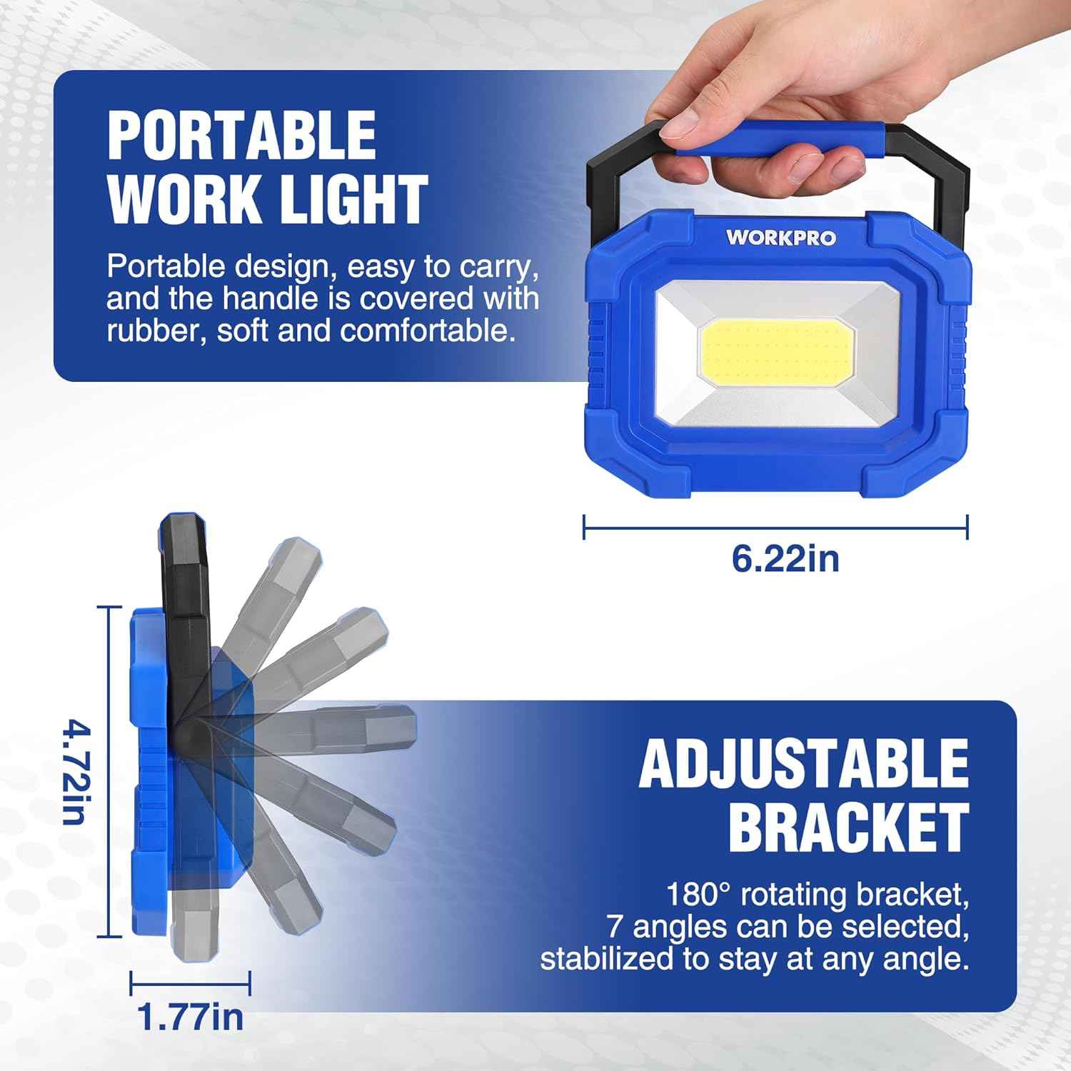 WORKPRO LED Work Light 2-Pack – Practical Gift for DIYers, Mechanics and Outdoor Enthusiasts
