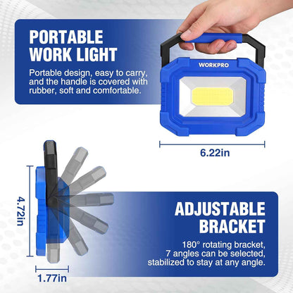 WORKPRO LED Work Light 2-Pack – Practical Gift for DIYers, Mechanics and Outdoor Enthusiasts