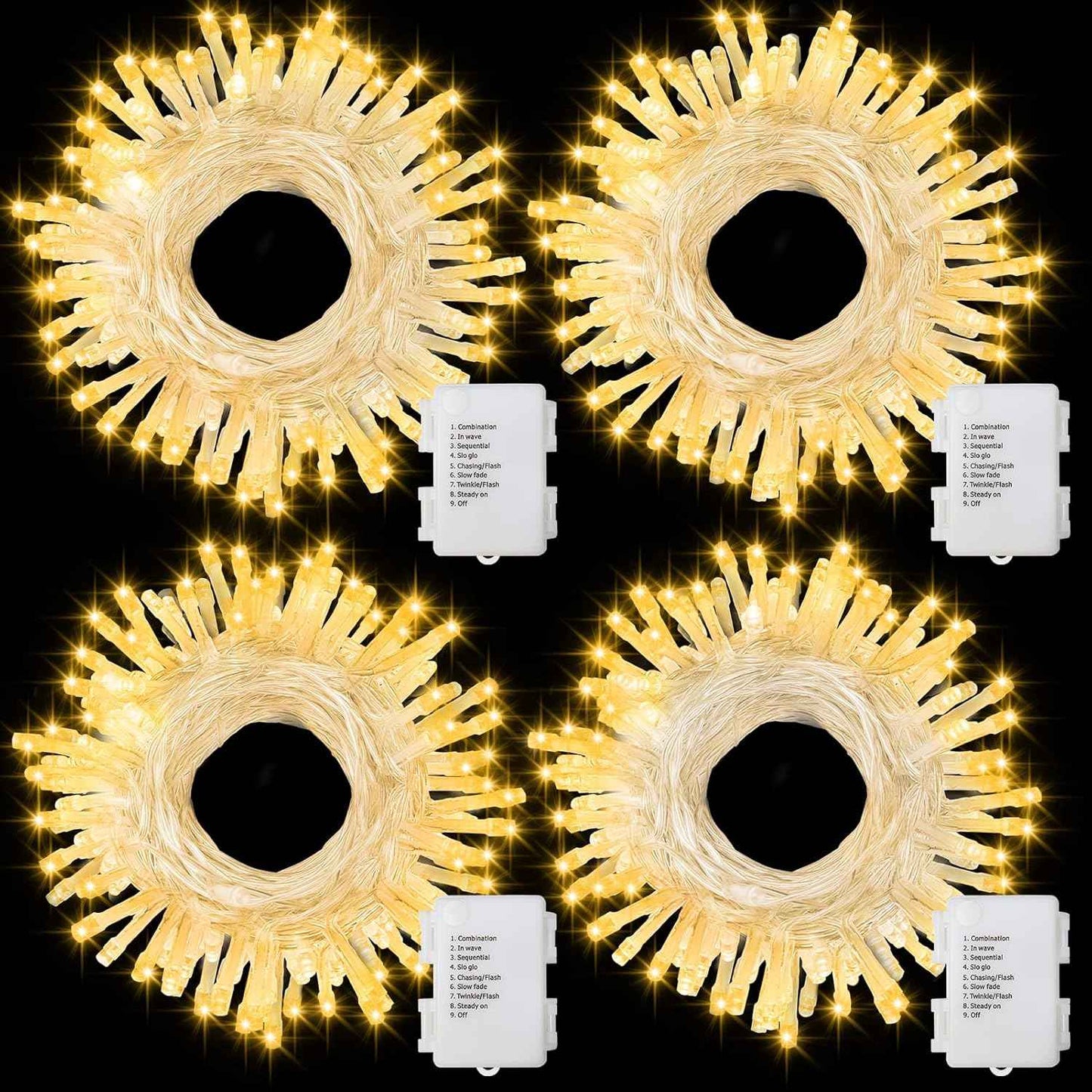 Brightever LED String Lights 4-Pack – Clear Wire Indoor Decor for Mantel, Staircase, and Christmas Tree Styling