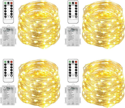 Homemory 4-Pack 20ft LED Fairy Lights – Cozy Copper Wire String Lights for Bedroom Headboard and Living Room Decor