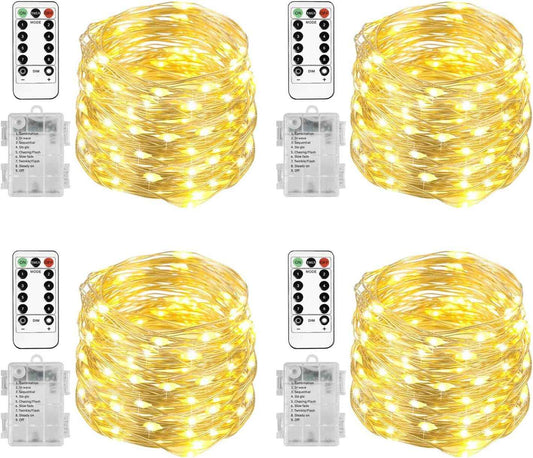 Homemory 4-Pack 20ft LED Fairy Lights – Cozy Copper Wire String Lights for Bedroom Headboard and Living Room Decor