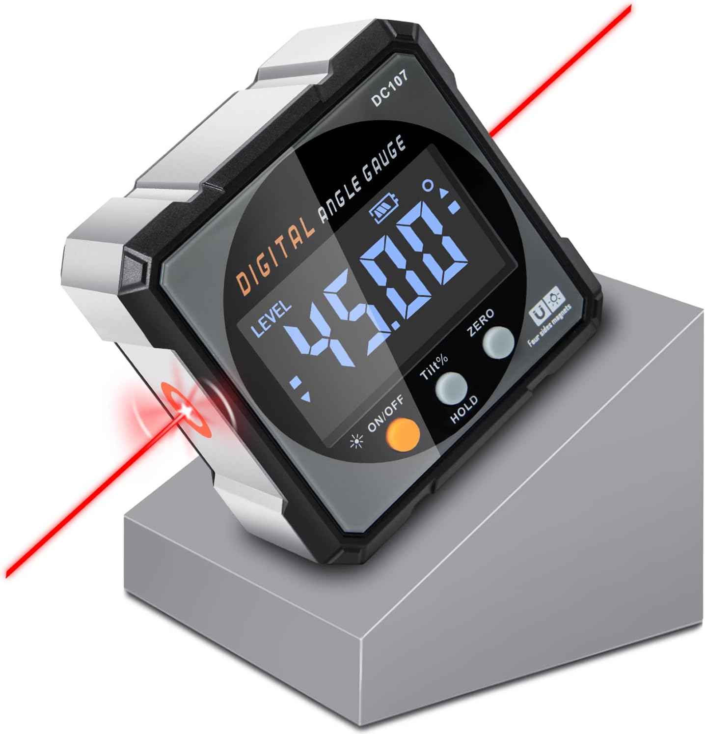 HERRMILL Digital Angle Finder with Laser - Safe Table Saw Measuring Tool for Home Workshops, Magnetic Non-Slip Angle Gauge