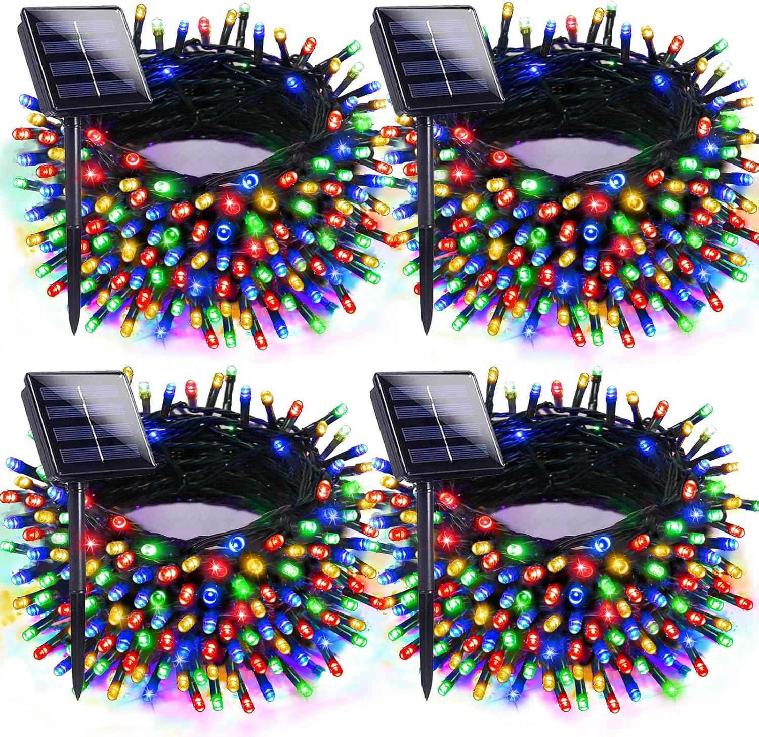 Safe Solar Fairy Lights for Kids and Pets – 4 Pack 132FT 400 LED Flameless Waterproof Multicolor String Lights