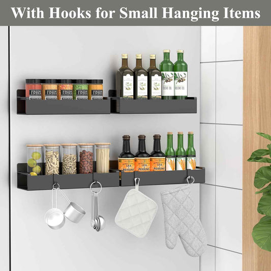MagnetBrand Magnetic Spice Rack – Streamlined Fridge Storage for Faster Meal Prep, 4-Tier No-Drill Organizer