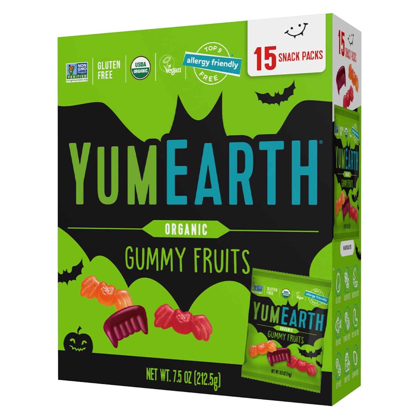 YumEarth Organic Halloween Lollipops - Safe Trick or Treat Candy for Allergy Prone Kids, Individually Wrapped, No Artificial Dyes, 8.7 oz