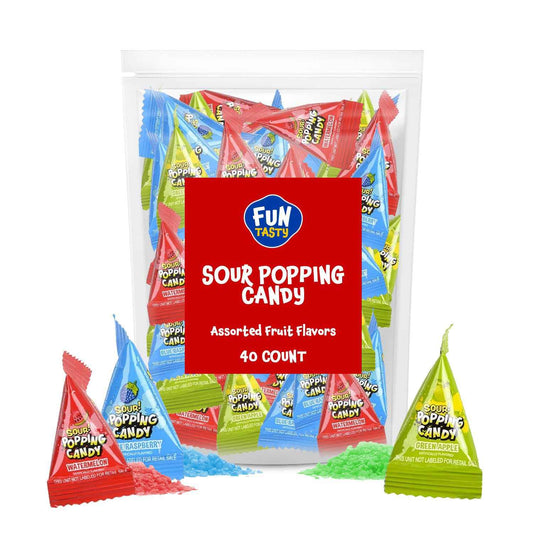 Sour Popping Rocks - Ready-to-Give Party Favor Candy for Birthday Goody Bags, Piñata Fillers, and Classroom Celebrations - 40 Individually Wrapped Pouches