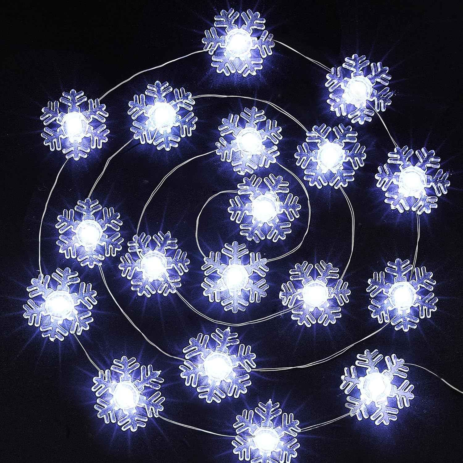 BlcTec LED Snowflake Fairy Lights – Aesthetic Bedroom Wall Light 12.8FT Copper Wire Battery Operated