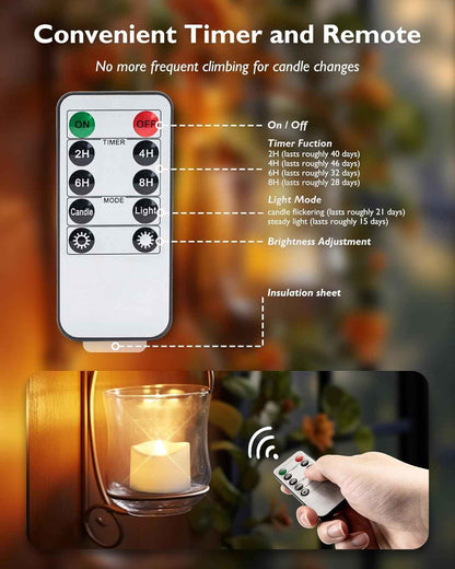 Homemory Flameless Tea Lights with Remote Timer – Fire-Safe LED Candles for Homes with Kids, Cats, and Curious Pets