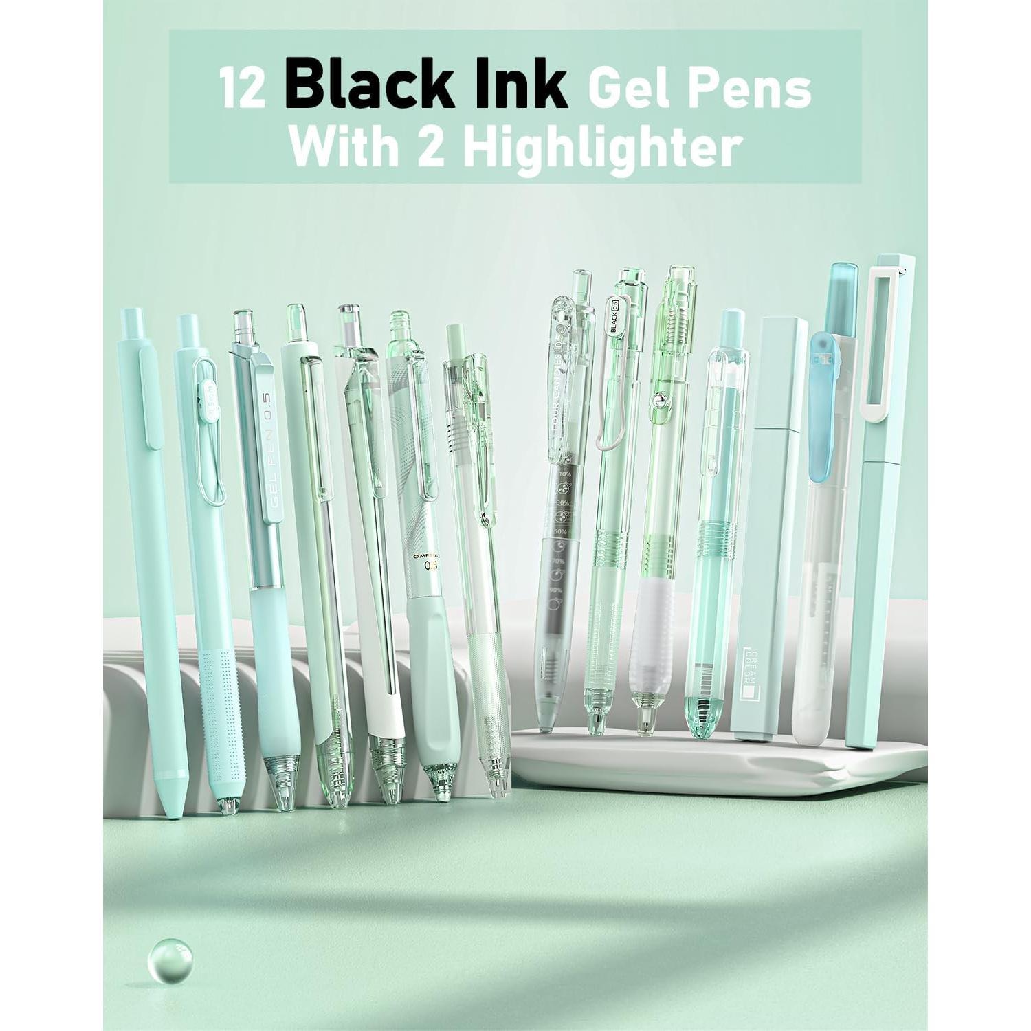 Four_Candies_Pastel_Gel_Ink_Pen_Set,Cute_Retractable_0.5mm_Fine_Point_Pen,Note_Taking_Aesthetic_Pens,_Black_Ink_Pens_with_Highlighter,_Smooth_Writing_Pens_for_School,_Office