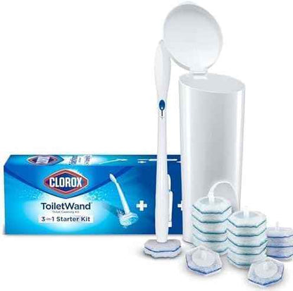 Clorox ToiletWand Disposable Toilet Cleaning System, Spring Cleaning Essential, ToiletWand, Storage Caddy, and Disinfecting ToiletWand Scrubbing Pad Refills