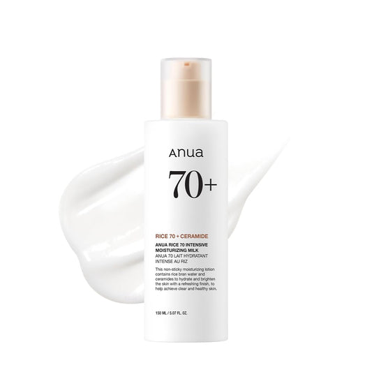 ANUA_Rice_70_Intensive_Moisturizing_Milk,_Hydrating_Face_Lotion,_Niacinamide,_Ceramides,_All_Skin_Types,_Sensitive,_Skin_Moisture_Barrier,_Lightweight_Nourishing,_Korean_Skincare,_5.07_fl.oz.
