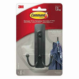 Command Large Double Bathroom Wall Hook, Damage-Free Hanging with Adhesive Strip, Great for Hanging Bath Towels, Wall Hook and 1 Water-Resistant Strip, Holds up to 4 lb